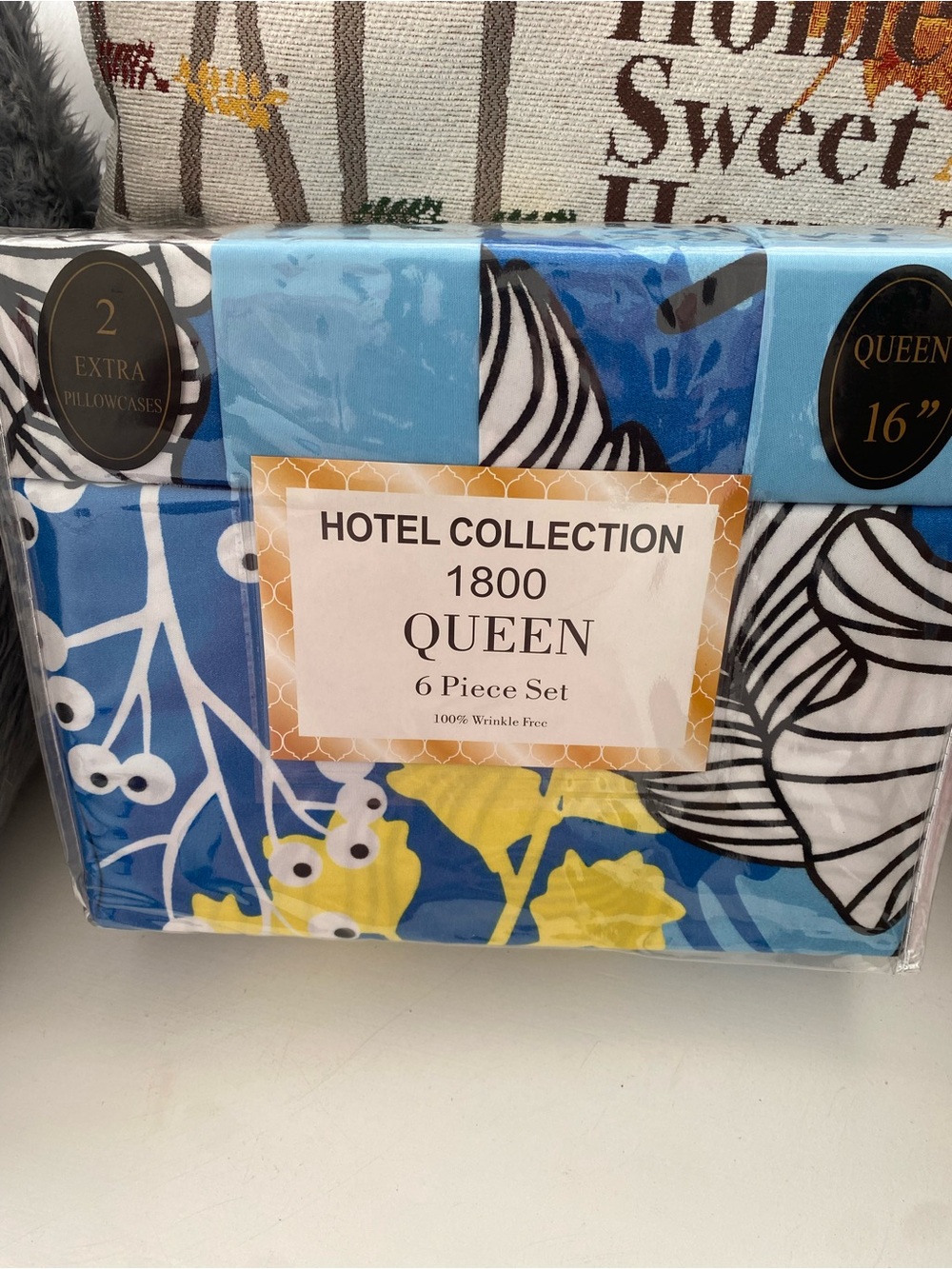 Hotel Collection Queen Sheet Set in Blue, Yellow, White